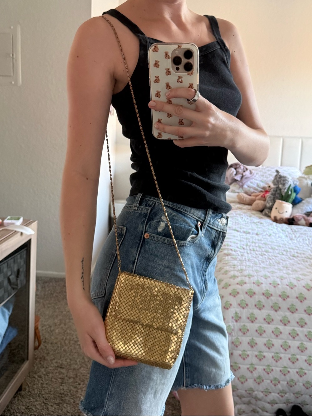Gold Metallic Crossbody Bag - Women's Evening Purse